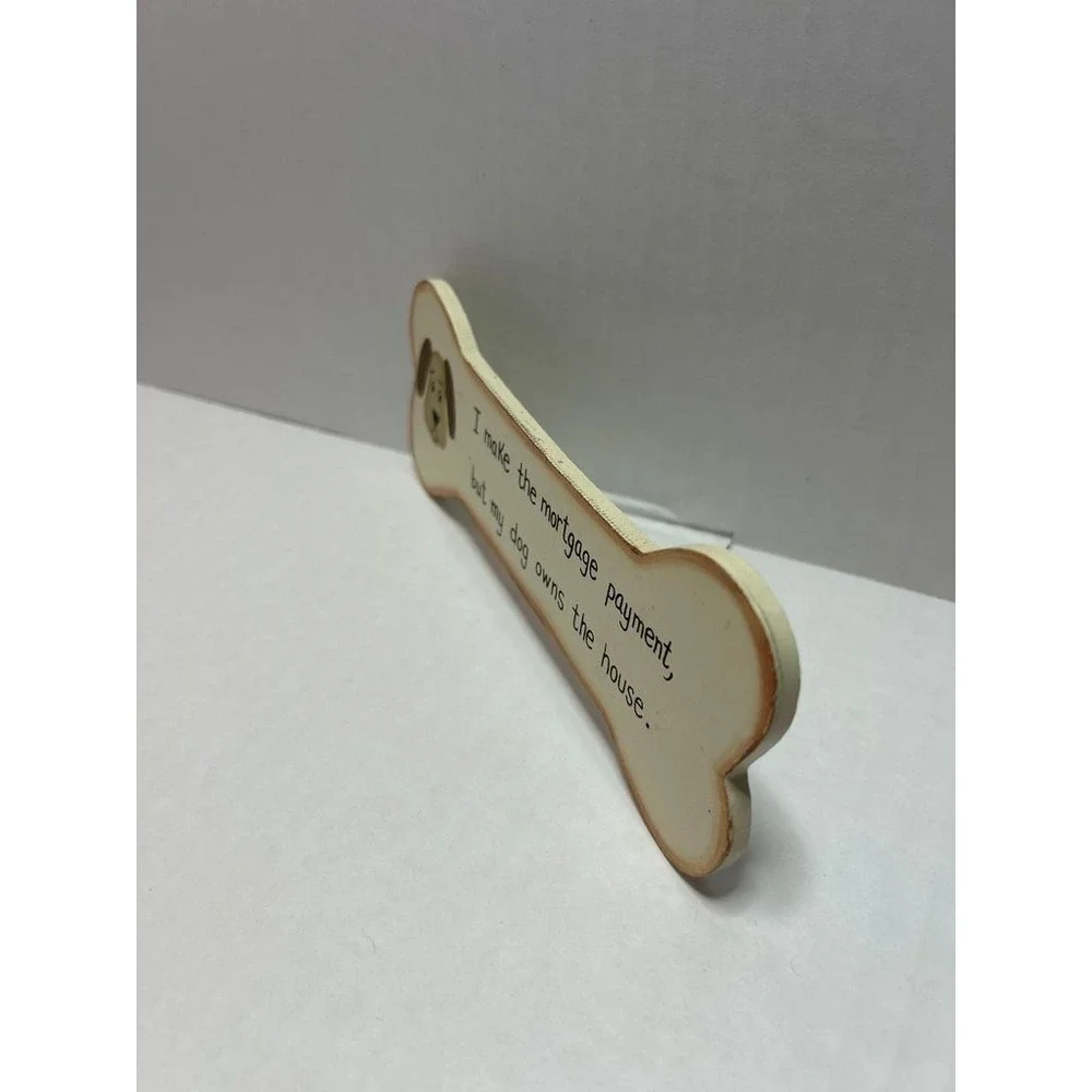 Vintage Dog Bone Shaped Wall Plaque with Humorous Quote